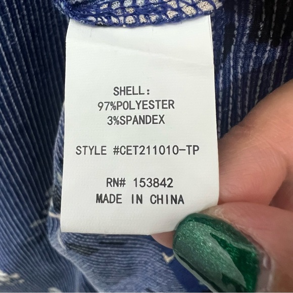 Melloday 2XL Blue Peasant Floral 3/4 sleeve Pullover Fairy Boho Ruffle Top - Picture 8 of 8